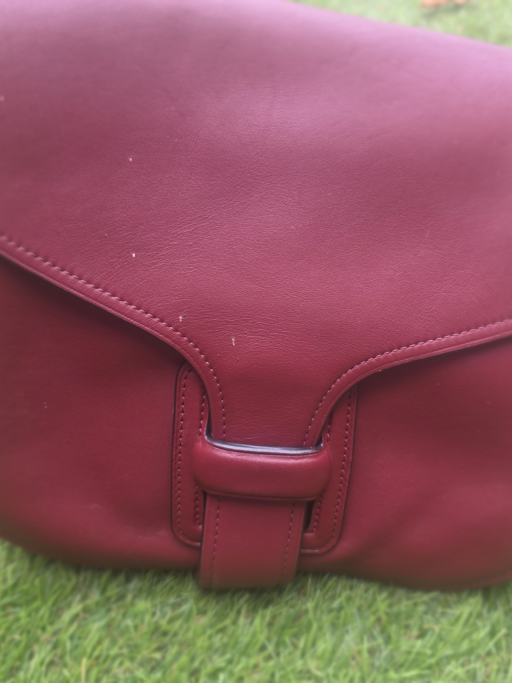 burgundy red Coach x Rodarte Leather Courier Bag